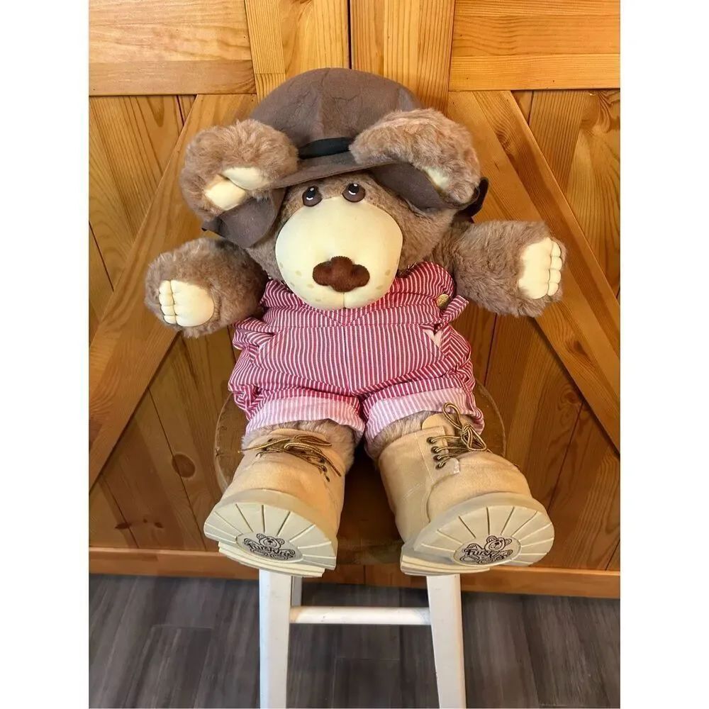 FURSKINS PLUSH TEDDY BEAR Xavier Roberts 80’s Dudley 22" Overalls (8233)